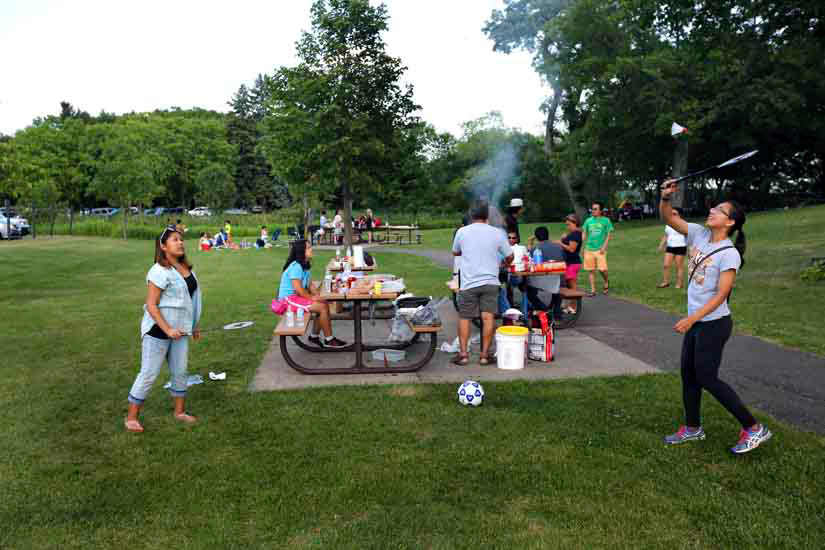 Groups of people picnicking