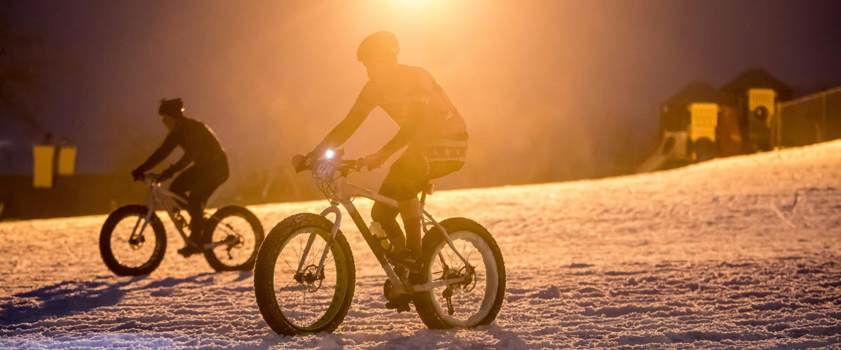 People riding fat bikes in the winter