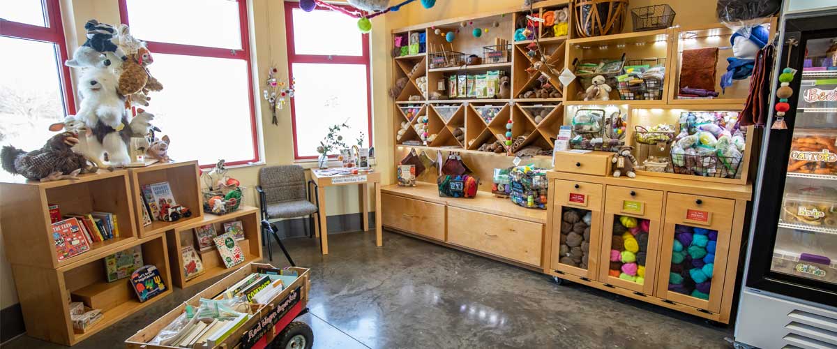 The Gale Woods Farm Store offers fiber, books, meat and other gifts.