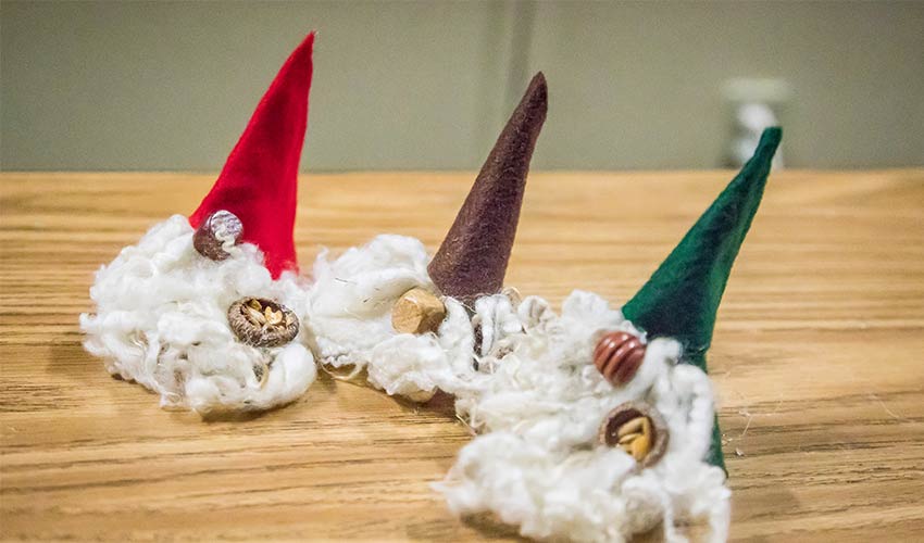 tomte crafts with white beards and pointed hats